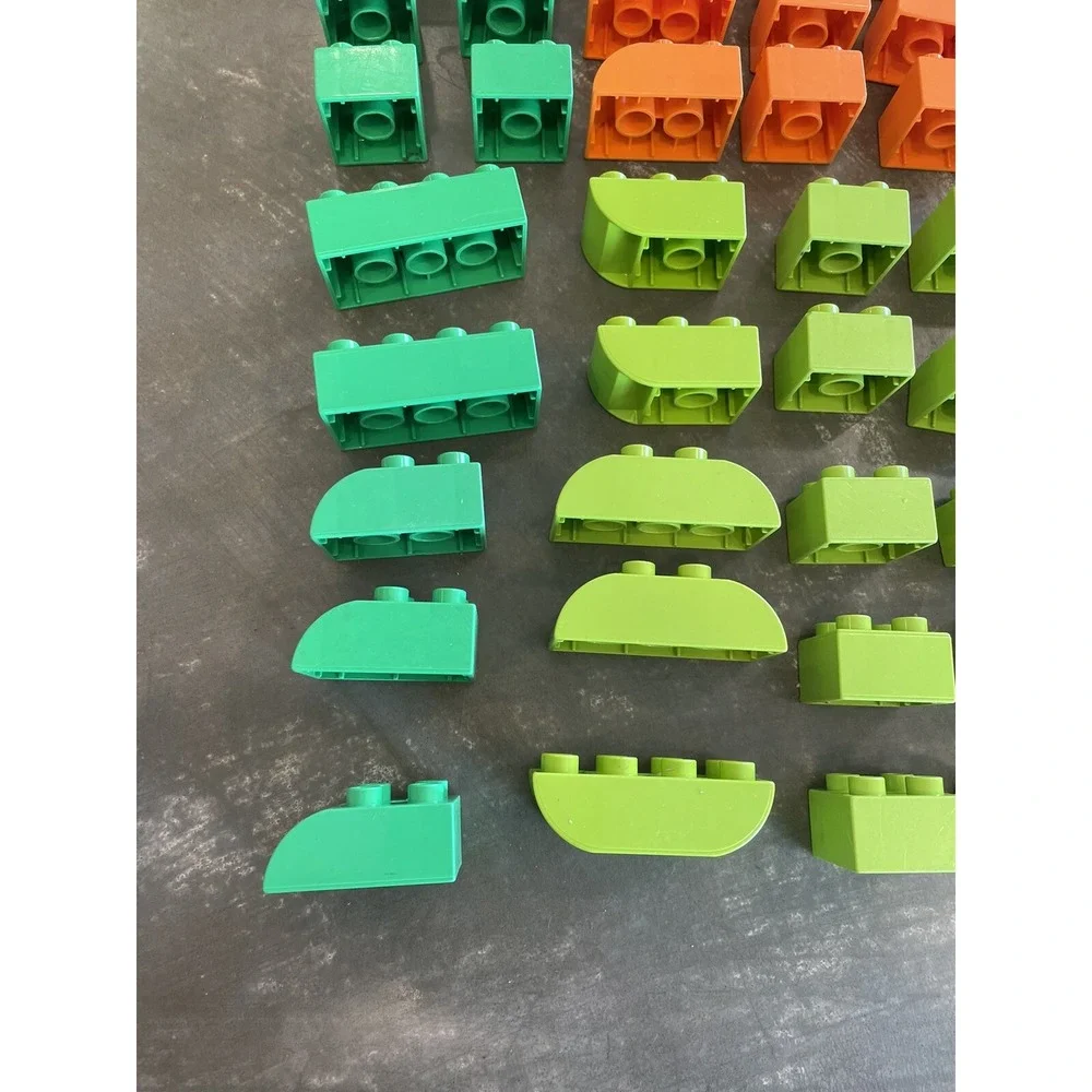 LEGO DUPLO Building Blocks 55pc Mixed Size Lot Bright Green Lime Orange